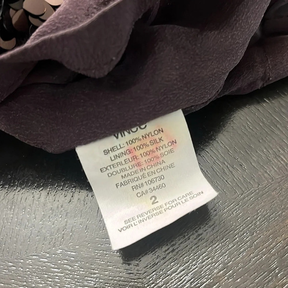 VINCE Sequined Mesh Tank Racer Back Dress Brown size 2 - Picture 3 of 5